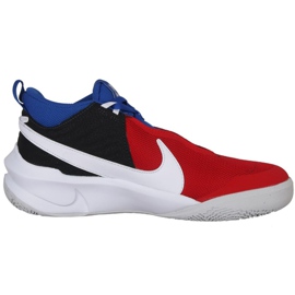 Chaussure de basket-ball Nike Team Hustle D 10 Big Jr CW6735 005 rouge, blanc, rouge, bleu marine rouge
