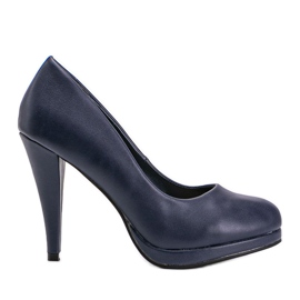 Escarpins en éco-cuir bleu marine sur la plateforme Liana