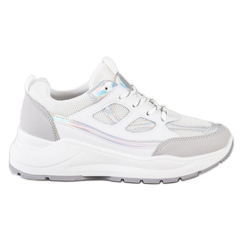 SHELOVET Baskets élégantes blanc argent gris