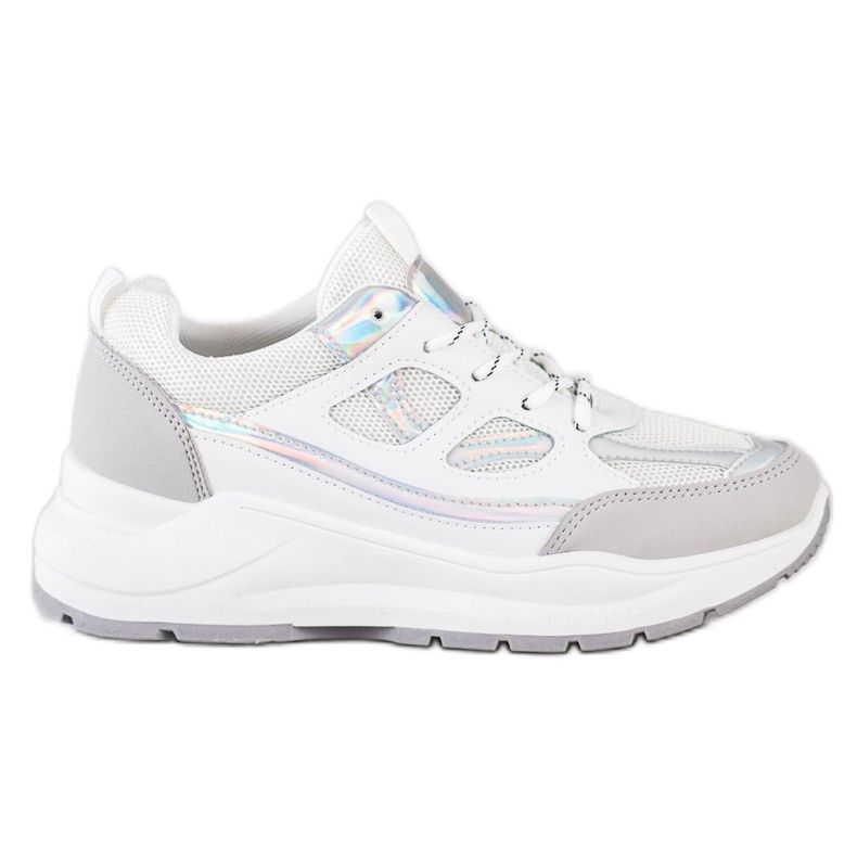 SHELOVET Baskets élégantes blanche argent gris