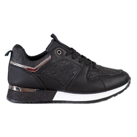 SHELOVET Baskets noires à motifs le noir
