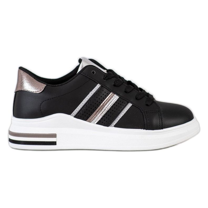 SHELOVET Chaussures de sport noires décontractées le noir argent