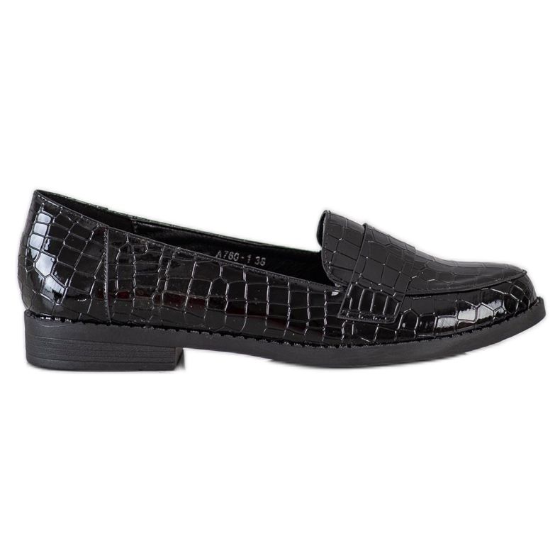 SHELOVET Mocassins laqués noirs le noir