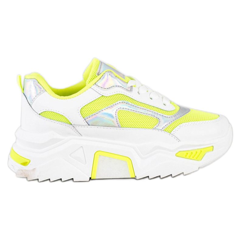 SHELOVET Baskets sur la plate-forme avec maille blanc multicolore vert