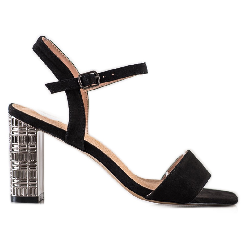 S. BARSKI Sandales Classiques Avec Talon Décoratif S.BARSKI le noir argent