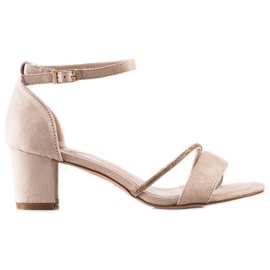 Goodin Sandales élégantes avec zircone cubique beige d'or Goodin Sandales élégantes avec zircone cubique beige d'or