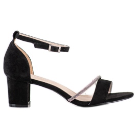 Goodin Sandales élégantes avec zircone cubique noir argent