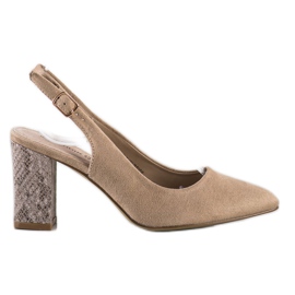 Goodin Escarpins en daim à talon recouvert beige