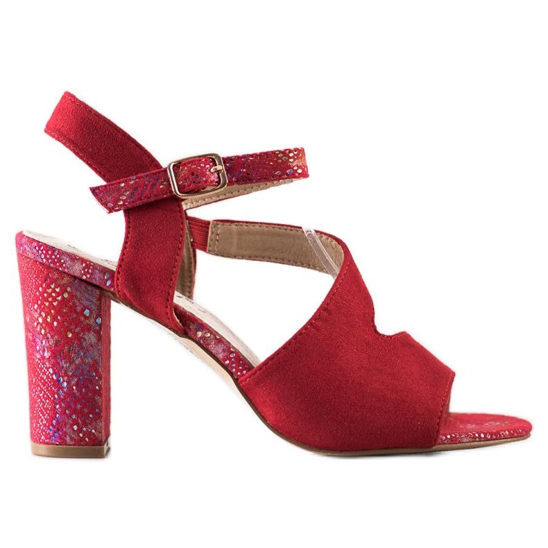 S. BARSKI Sandales Avec Talon Décoratif S.BARSKI rouge argent