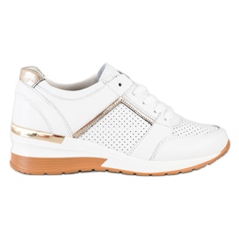 Goodin Baskets en cuir blanches d'or