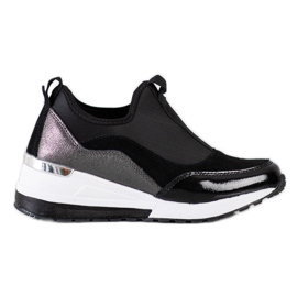 Goodin Baskets compensées en cuir le noir
