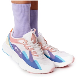 Chaussures de Sport Femme Mousse Mémoire Big Star HH274809 Blanc-Rose violet bleu
