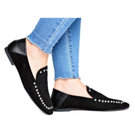 Ballerines Lu Boo Black Lords pour femmes avec strass Planta noir argent