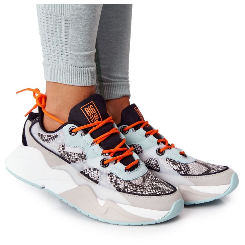 Chaussures de Sport Femme Mousse Mémoire Big Star HH274324 Gris-Vert orange