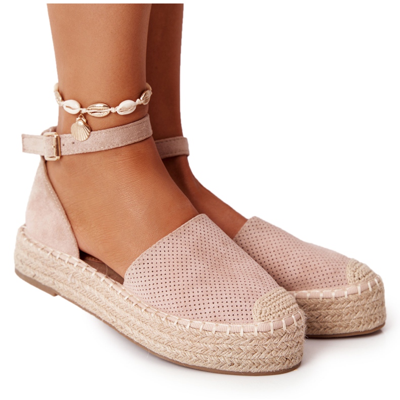 MSMG Espadrilles Sur La Paille Plateforme Beige Bali