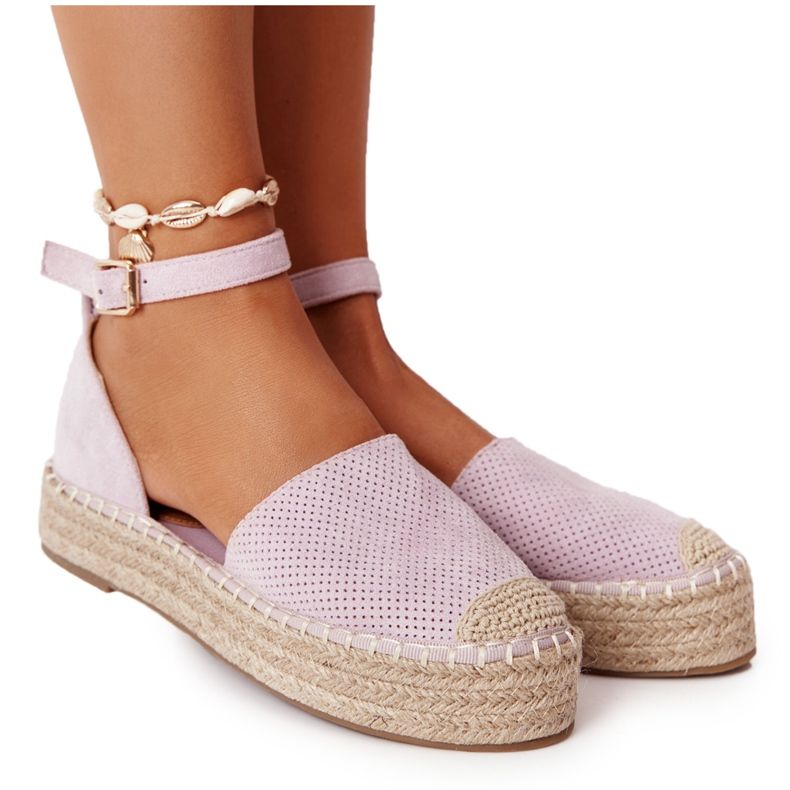 MSMG Espadrilles Sur La Plateforme De Paille Violet Bali