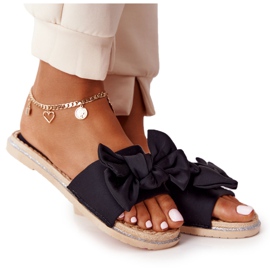 MSMG Pantoufles Andrea Noires En Caoutchouc Avec Nœud beige le noir