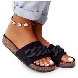 MSMG Chaussons en daim noir Makayla sur la semelle en liège