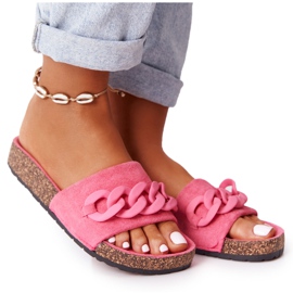 MSMG Chaussons en daim rose Makayla sur la semelle en liège