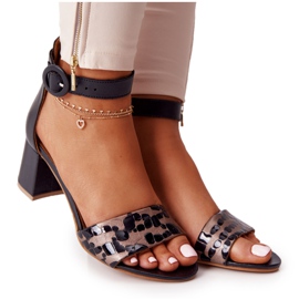 Sandales à Talons Hauts en Cuir Maciejka 04141-46 Noir-Or