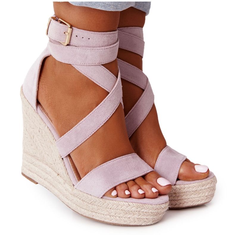 MSMG Sandales Compensées Avec Tressé Violet Lanzarote