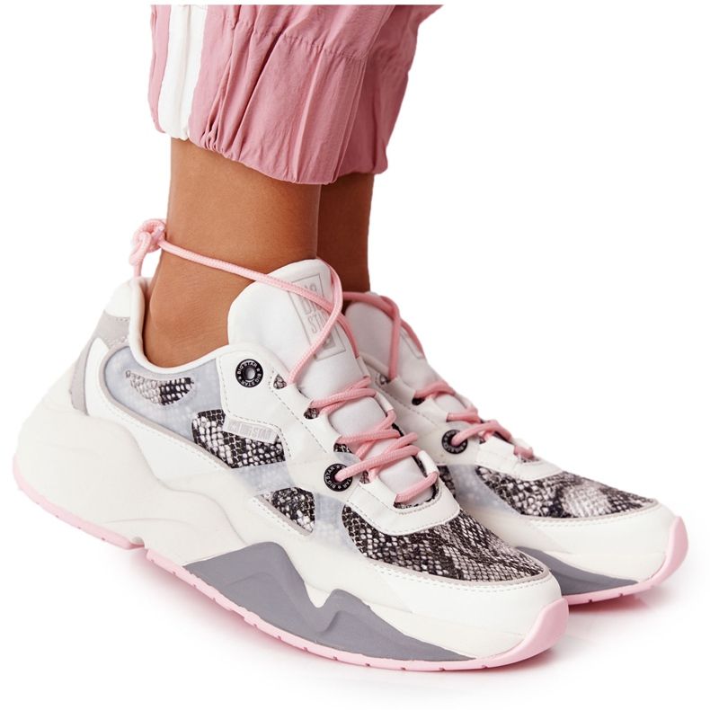 Chaussures de sport pour femmes en mousse à mémoire Big Star HH274326 Blanc blanche rose multicolore