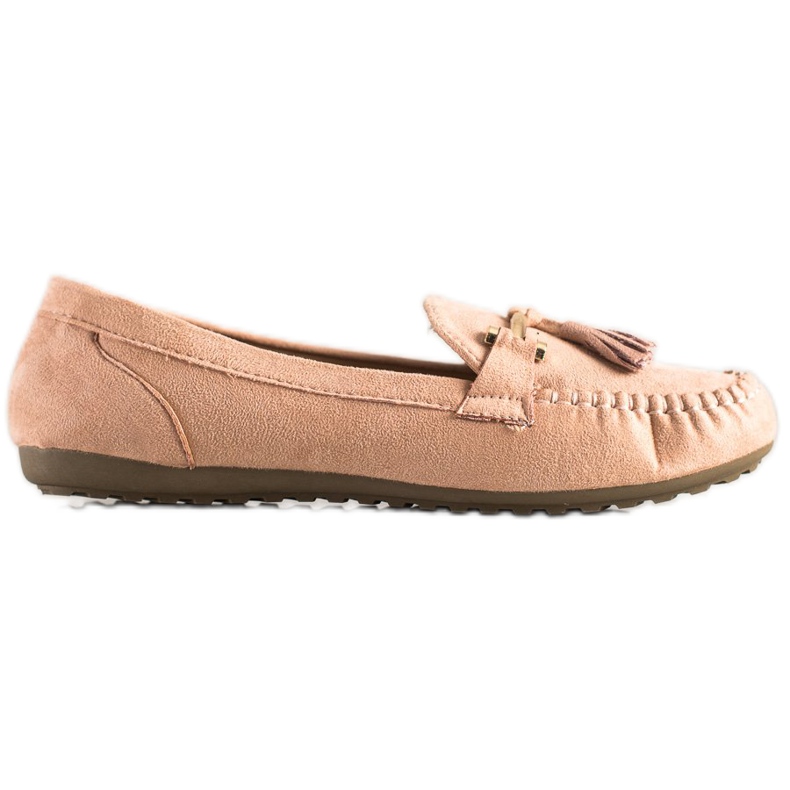 Queentina Mocassins en daim à la mode beige rose