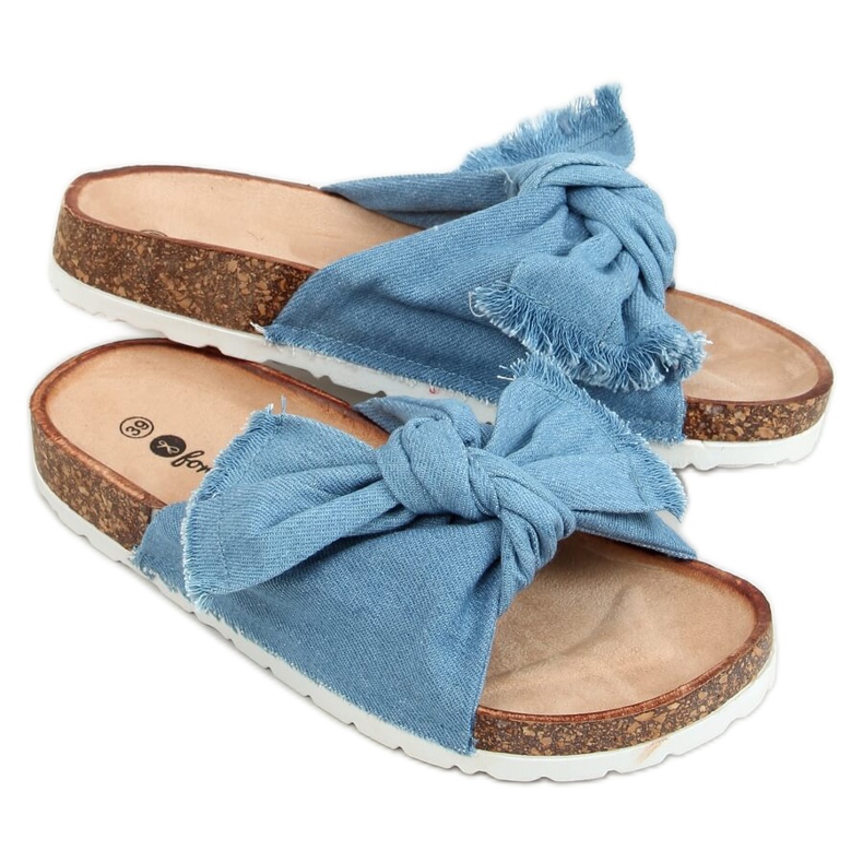Chaussons en liège coton bleu WS11 L.BLUE