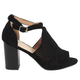Sandales à talons bout ouvert noires CZ-10220 Noir