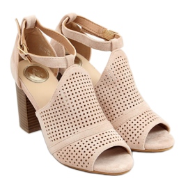 Sandales à talons bout ouvert beiges CZ-10220 Beige