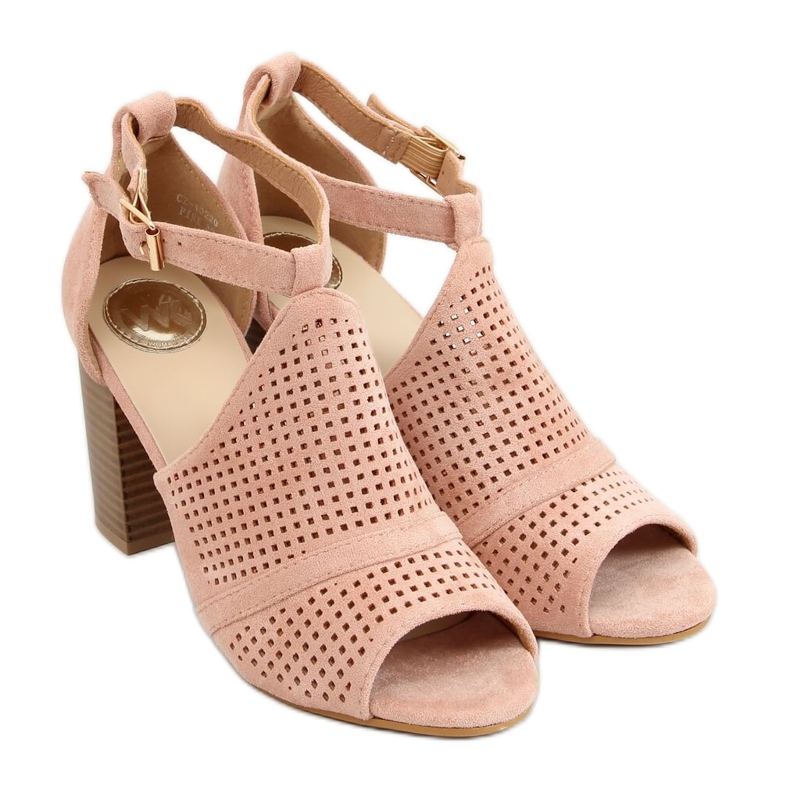 Sandales à talons bout ouvert rose CZ-10220 Rose