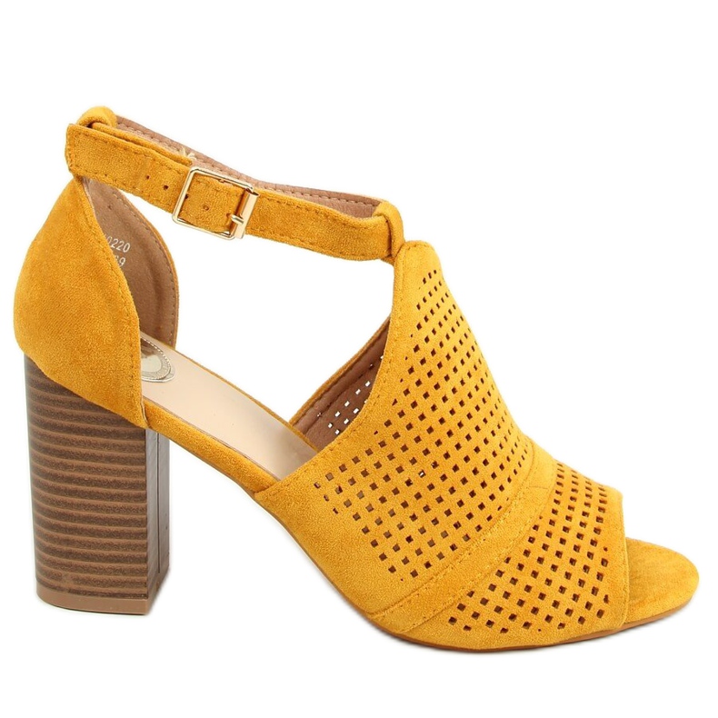 Sandales à talons hauts bout ouvert CZ-10220 Jaune