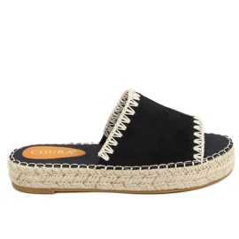Espadrilles noires pour femmes noir 6095 Noir beige