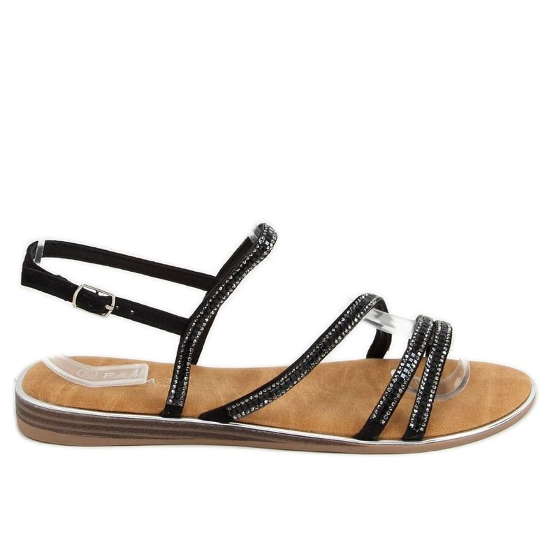Sandales avec oxydes de zirconium noirs SM0023 Noir le noir