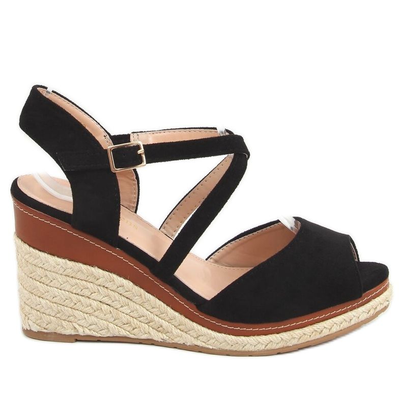 Noir FG19 Espadrilles noires à bout ouvert le noir