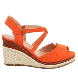 Orange FG19 Espadrilles à bout ouvert orange sur compensées