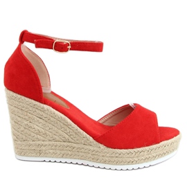 Sandales espadrilles rouges sur compensées 888-89 Rouge Sandales espadrilles rouges sur compensées 888-89 Rouge