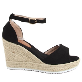 Sandales noires espadrilles compensées 888-89 Noir