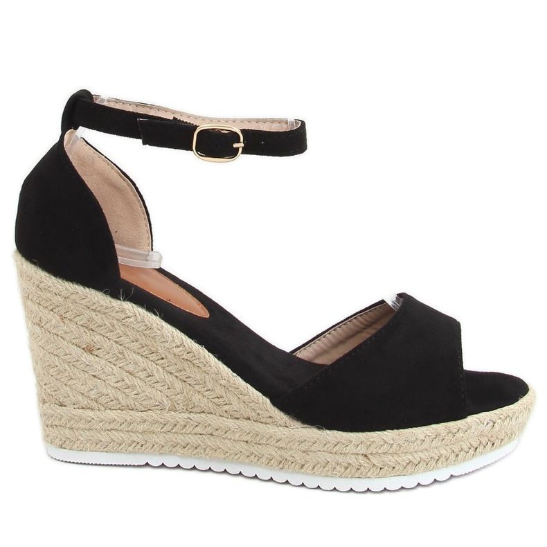 Sandales noires espadrilles compensées 888-89 Noir le noir