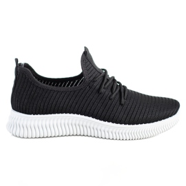 SHELOVET Baskets à enfiler confortables le noir