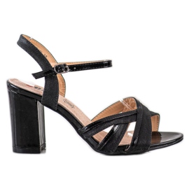 SHELOVET Sandales à talons pailletés noir