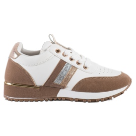 SHELOVET Baskets avec insert en daim blanc brun