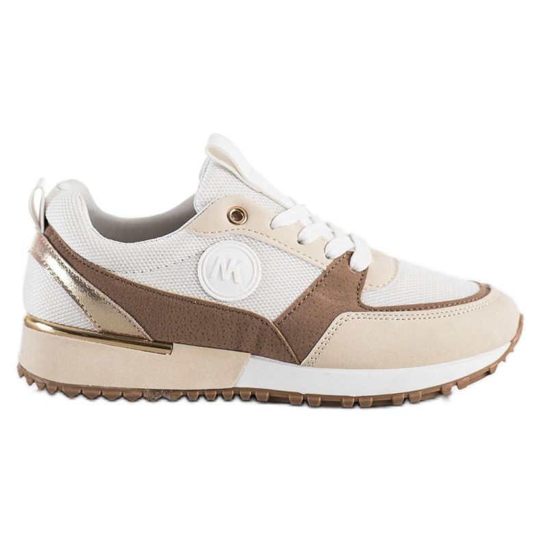 SHELOVET Baskets à la mode BLANCHE ET BEIGE SHELOVET Baskets à la mode BLANCHE ET BEIGE