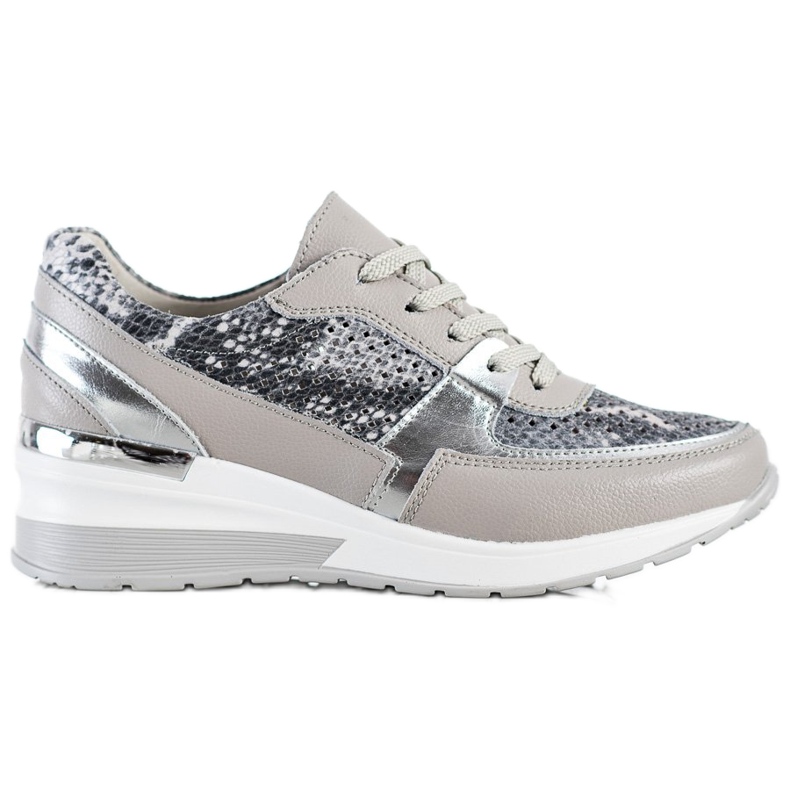 Goodin Baskets en cuir grises à imprimé serpent multicolore