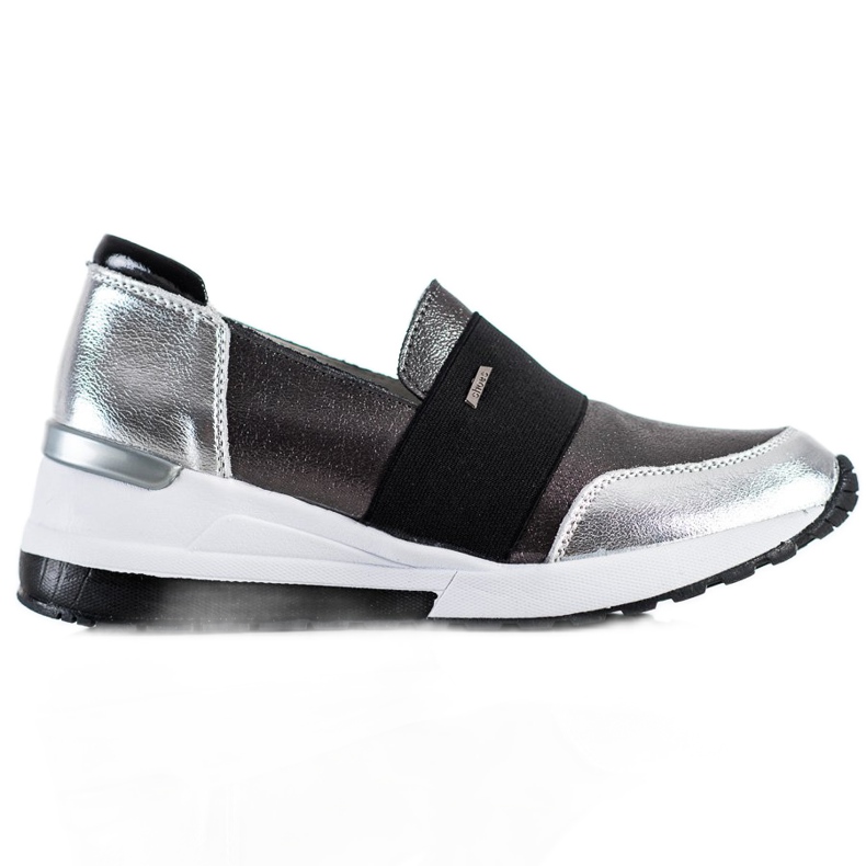 Goodin Baskets en cuir argentées gris