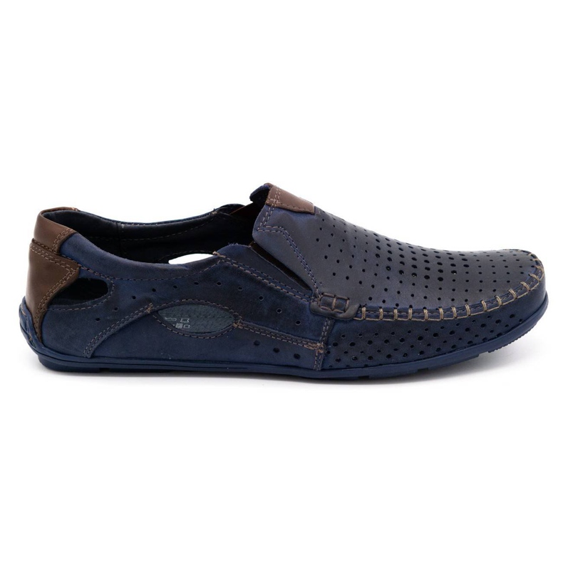 Mario Pala Chaussures homme mocassins 901 été bleu marine grain brun