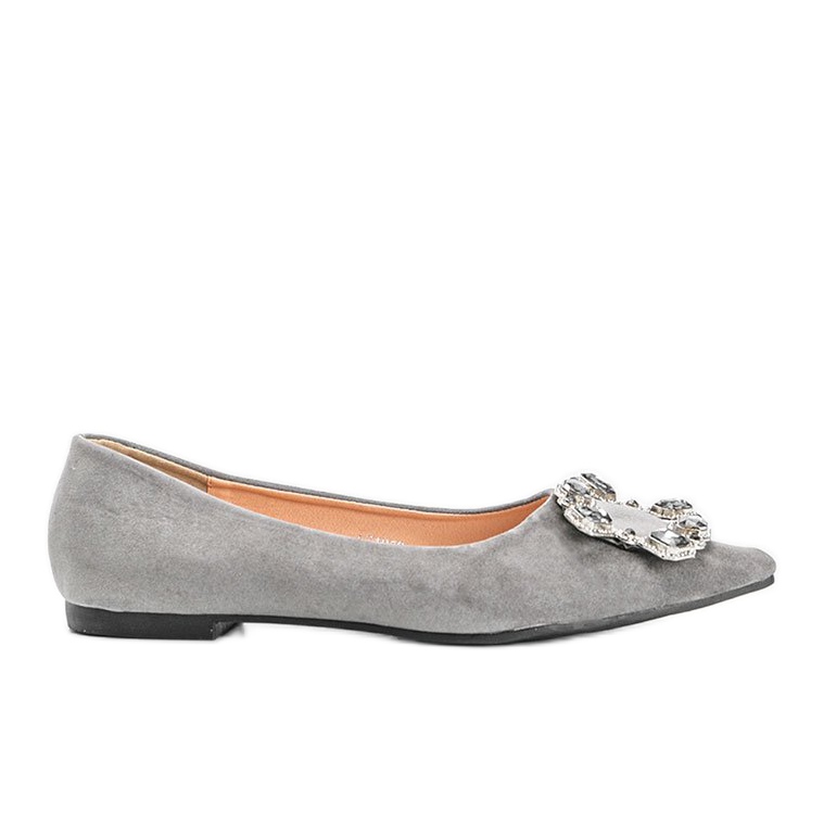Ballerines grises ornées de pierres brillantes
