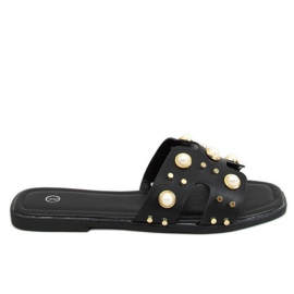 Chaussons noirs avec perles GQ33 Noir