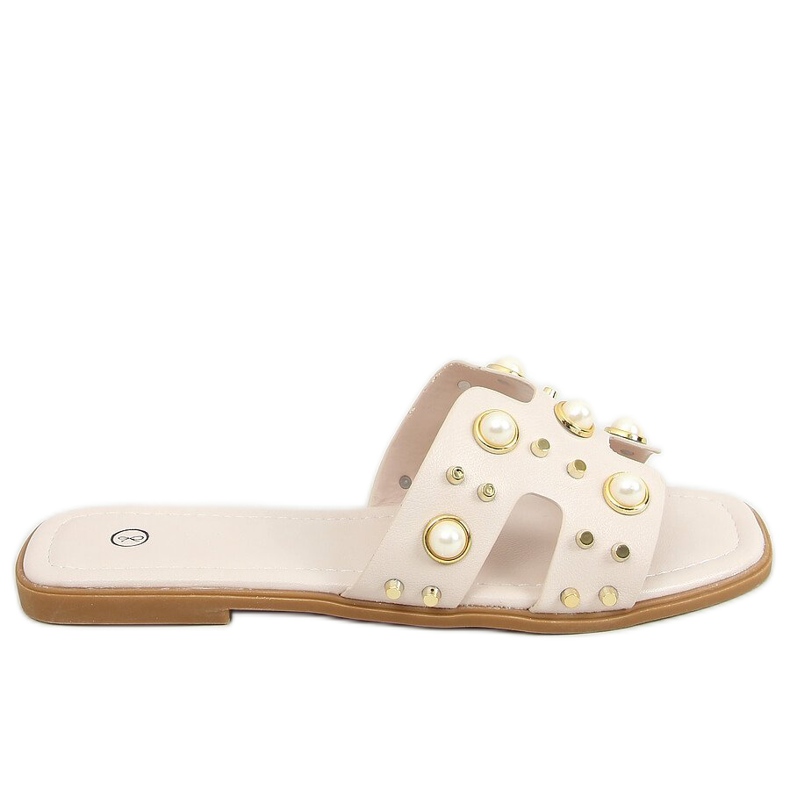 Chaussons beiges avec perles GQ33 Beige