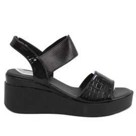 Sandales noires à talon compensé 3193 Noir le noir